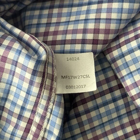 Peter Millar Shirt Men Medium Blue Purple Plaid Button Down Preppy Career Casual - Picture 8 of 9